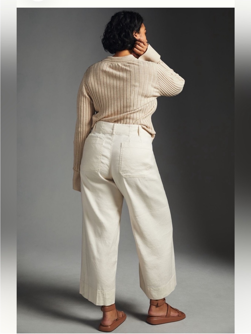 Anthropologie Maeve Colette Linen Blend Stretch High-Rise Wide Leg Pants Trouser - Picture 5 of 13